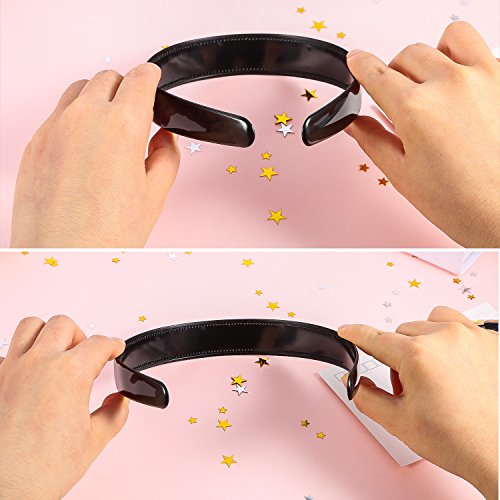 HESTYA 20 Pcs 1 Inch Black Plastic Headbands for Women Plain Craft Hairband with Teeth DIY Hair Accessories Headwear for Graduation Halloween Christmas
