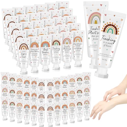 72 Pcs Christmas Teacher Appreciation Gift Bulk Hand Cream Boho Rainbow Employee Staff Appreciation Hand Lotion Teacher Team Thank You Gift Bulk for Christmas Thanksgiving Party Favor Stuffers
