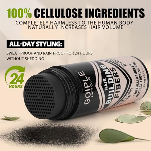 Hair Thickening Fibers & Pump Applicator Set Professional 3-in-1 Hair & Beard Styling Set - Hair Fibers Barber Enhancement Spray for Mens Hair or Beard - Hairline Enhancer & Volumizing Spray (Black)