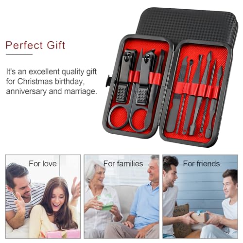 Nail Clippers Set, 10 PCS Professional Manicure Set and Pedicure Kit with Travel Case,Stocking Stuffers, Christmas Gift for Men and Women