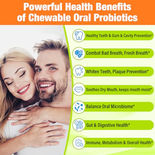 Oral Probiotics for Mouth Bad Breath Treatment for Adults, 50 Billion CFU, 19-in-1 Advanced Dental Probiotic for Teeth & Gum Restore, Fresh Breath, Dry Mouth, Gut & Overall Health - 120 Tablets
