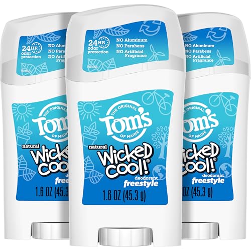 Tom¡¯s of Maine Freestyle Wicked Cool! Natural Deodorant for Tweens, Aluminum Free Deodorant Stick, 1.6 oz (3 Pack)