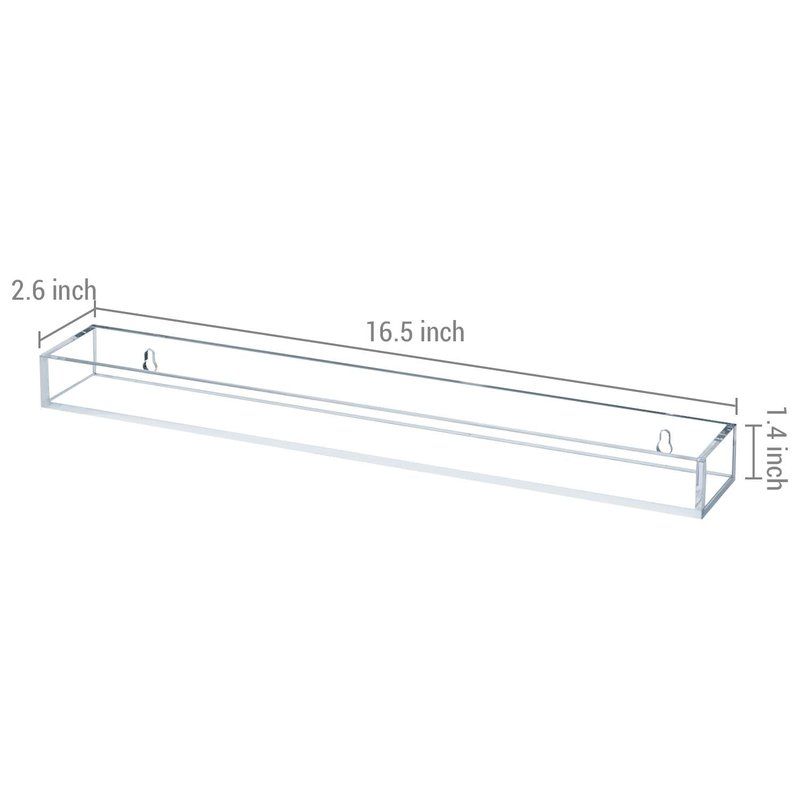 MyGift 16 Inch Wall Mounted Premium Clear Acrylic Nail Polish and Essential Oil Display Shelves, Kitchen Hanging Racks for Seasoning Shakers or Spice Jars, Set of 5