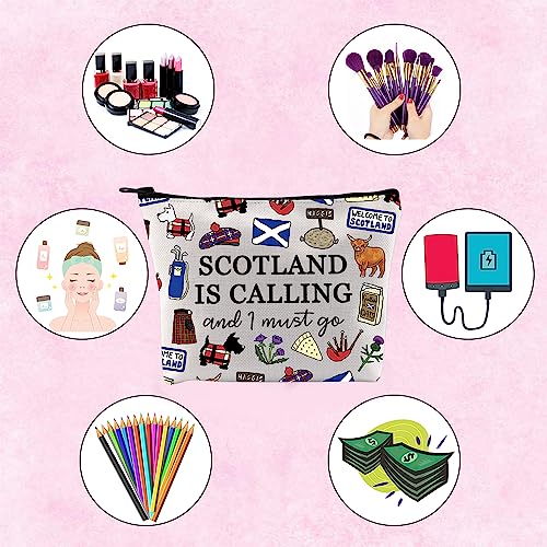 TSOTMO Scotland Makeup Bag Gift Edinburgh Gift Scotland Is Calling And I Must Go Zipper Bag Gift For Scottish (SCOTLAND)