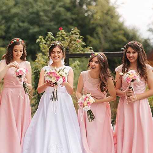 WILLBOND 48 Pcs Flower Headbands for Women Floral Garland Headbands Fairy Wreath Green Leaves Flower Headband Bulk for Women Wedding Festival Holiday Party Photography Props