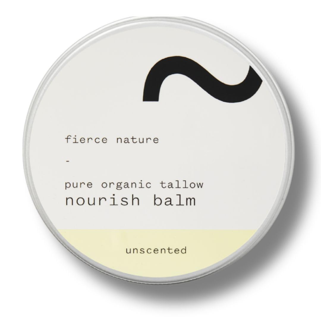 fierce nature Pure Nourish Tallow Balm | Organic, Vitamin-Rich Nourishing Body & Face Moisturizer | Natural, Essential Oil Free Skincare (Unscented)