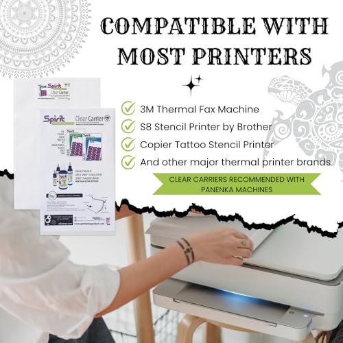Spirit¢ç Tattoo Clear Carrier, 14 Inch - Thermal Tattoo Paper Transfer, Panenka Machine Recommended Tattoo Transfer Paper, Proudly Made in The USA