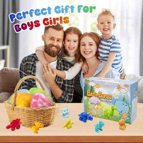 Bath Bombs for Kids with Surprise Toys Inside, 12 Pack Natural Dino Egg Bath Bombs with Dinosaur Suction Cup Toys, Bubble Bath Fizzers Ball Gift Set for Boys Girls Birthday, Summer Fun