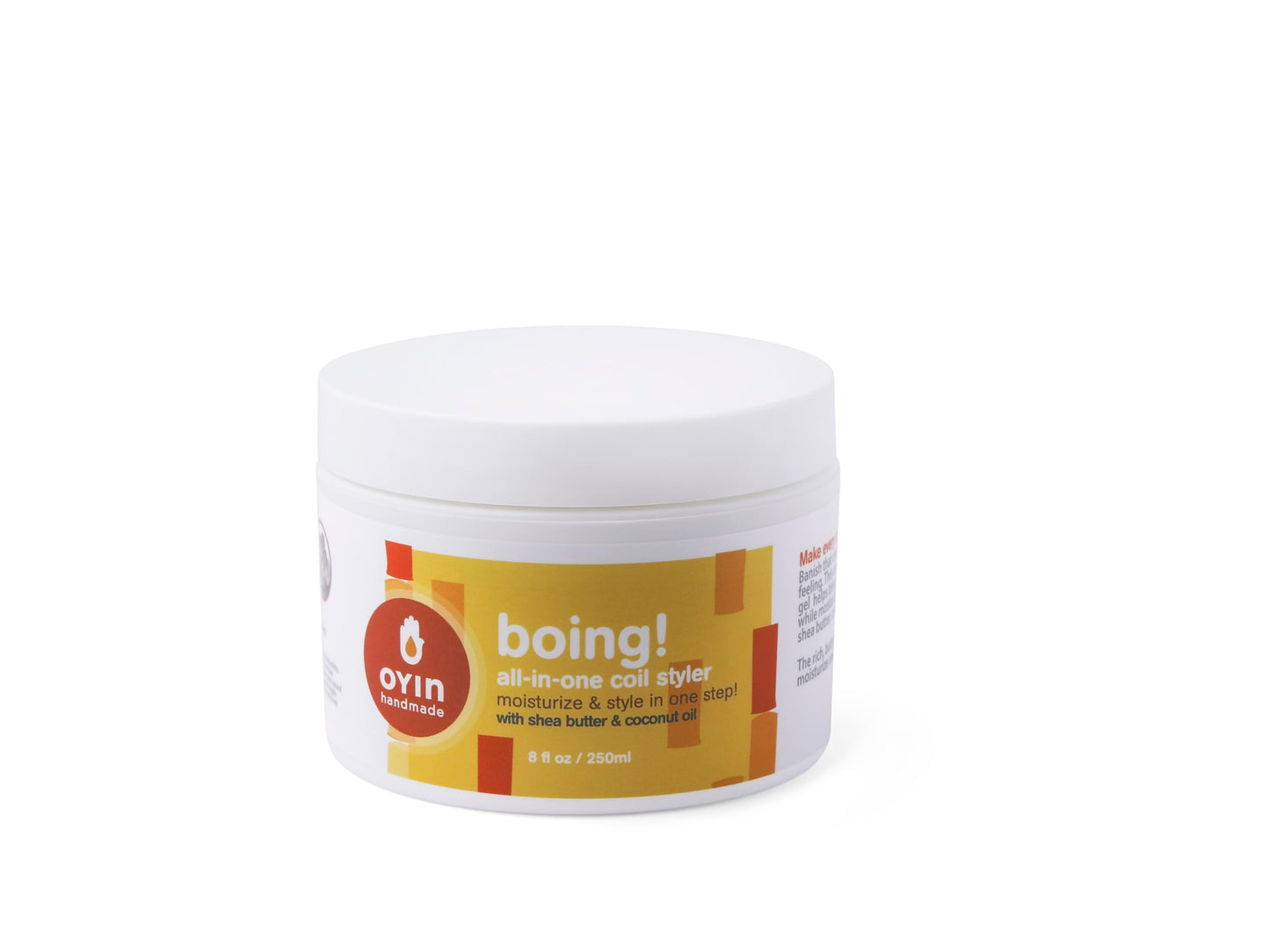 Oyin Handmade Boing! All-In-One Moisturizing Coil Styler Gel | Shea Butter, Coconut Oil & Irish Moss | Curl Definition Without Crunch for Natural Hair | 8 oz