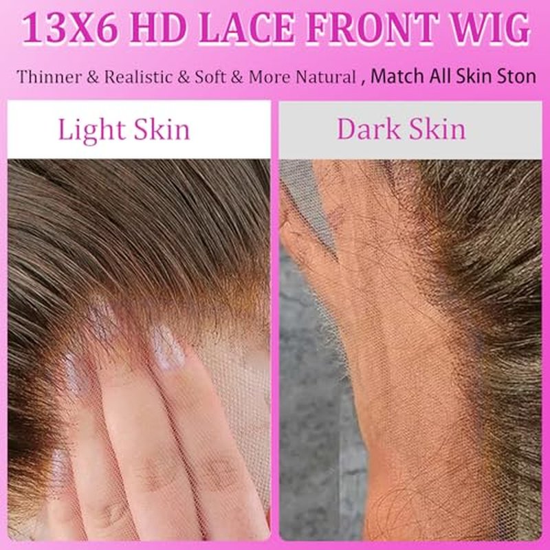 Highlight Wig Human Hair 13x6 Body Wave Lace Front Wigs Human Hair Ombre Wear and Go Glueless Pre Cut Full Frontal Lace Wig for Women 180 Density Virgin Hair Wigs 4/27 Colored 20 inch
