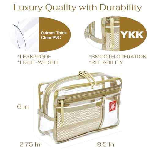 Rough Enough Clear Toiletry Bag for Traveling Women Travel Size Toiletries Makeup Cosmetic Organizer Large Stiff