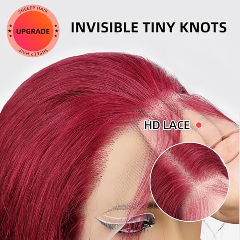 Sheeep 99j Burgundy Lace Front Wigs Human Hair Pre Plucked with Baby Hair 200% Density 13X4 Red Body Wave Human Hair Wigs for Women Natural Hair Wig 22 Inch