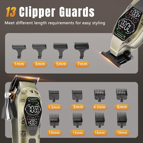 Hair Clippers for Men Professiona,3 in 1 T-Blade Barber Clippers and Trimmers Set for Barber kit, Mens Cordless Hair Clippers, Beard Trimmer for Men