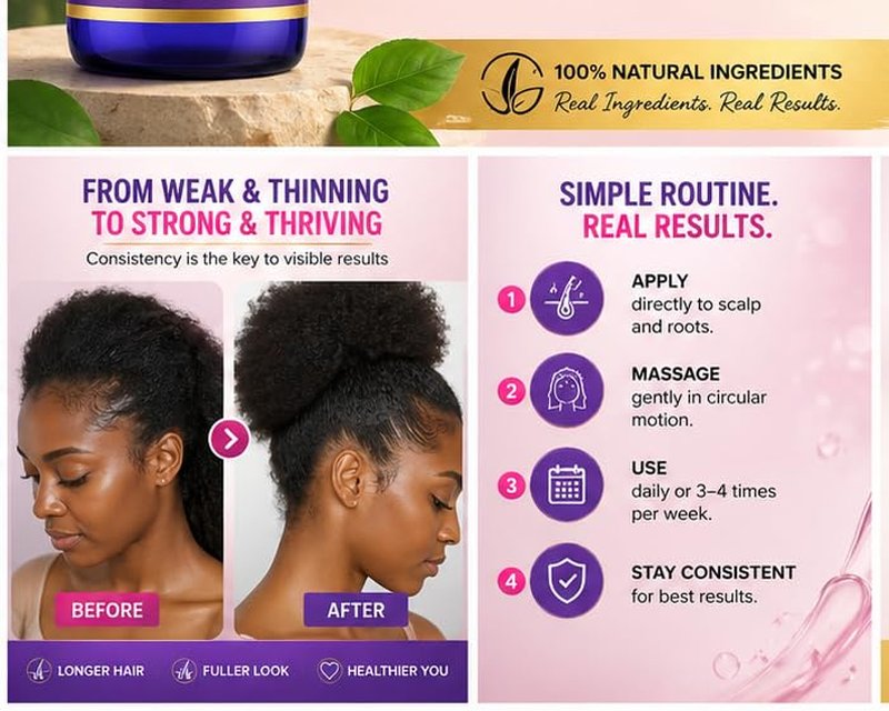 Hair Growth Oil - 34-in-1 Fast-Track Formula for Rapid Growth | Moisturizing Blend of Exotic Oils & Botanicals - 2 fl oz