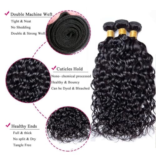 16 18 20 Inch Water Wave Bundles Human Hair 100% Unprocessed Curly Brazilian Virgin Hair Wet And Wavy 3 Bundles Human Hair Natural Black
