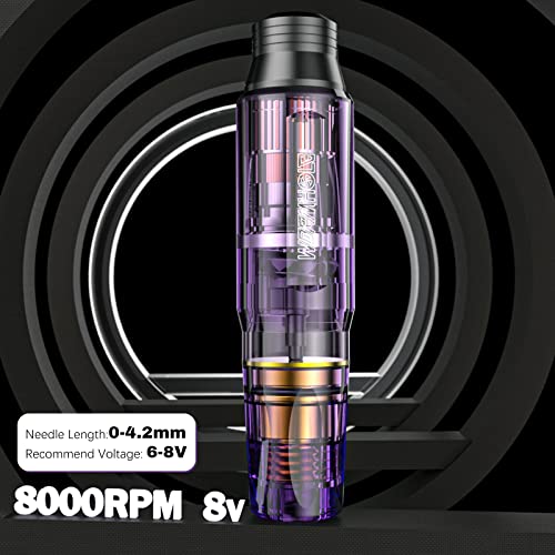 Wormhole Wireless Tattoo Machine Kit, Tattoo Gun with 1,050 mAh Capacity Power Supply- Tattoo Pen Kit WTK176(Purple+Black)