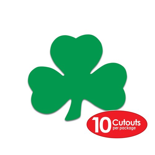 Beistle Printed Shamrrock Cutouts, Green Clover St Patrick's Day Party Decorations, Lucky Party Accessories, Irish Themed Party Supplies