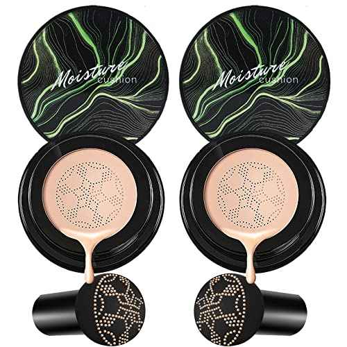 CAHIUYOA 2PCS Mushroom Head Air Cushion CC Cream BB Cream Mushroom Head Foundation Full Coverage Foundation Makeup Long Lasting Moisturize Matte Concealer - Natural