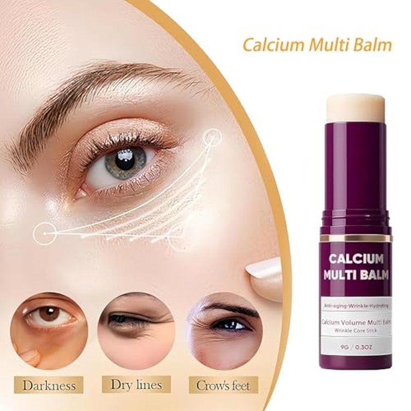 EYES Cemenrete Calcium Multi Balm, Calcium Volume Multi Balm, Wrinkle Core Stick, Korean Collagen Moisturing Stick, Anti-aging, Hydrating, Almond & Vitamin E for Lip Balm Cream Neck(2pcs)