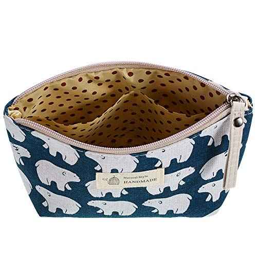 Boao 8 Pieces Canvas Cosmetic Bags Printed Small Makeup Bag Multi Function Travel Organizer Pouch Purse with Zipper for Women Fall Vacation Travel Toiletry storage Christmas Birthday Gift, 8 Styles