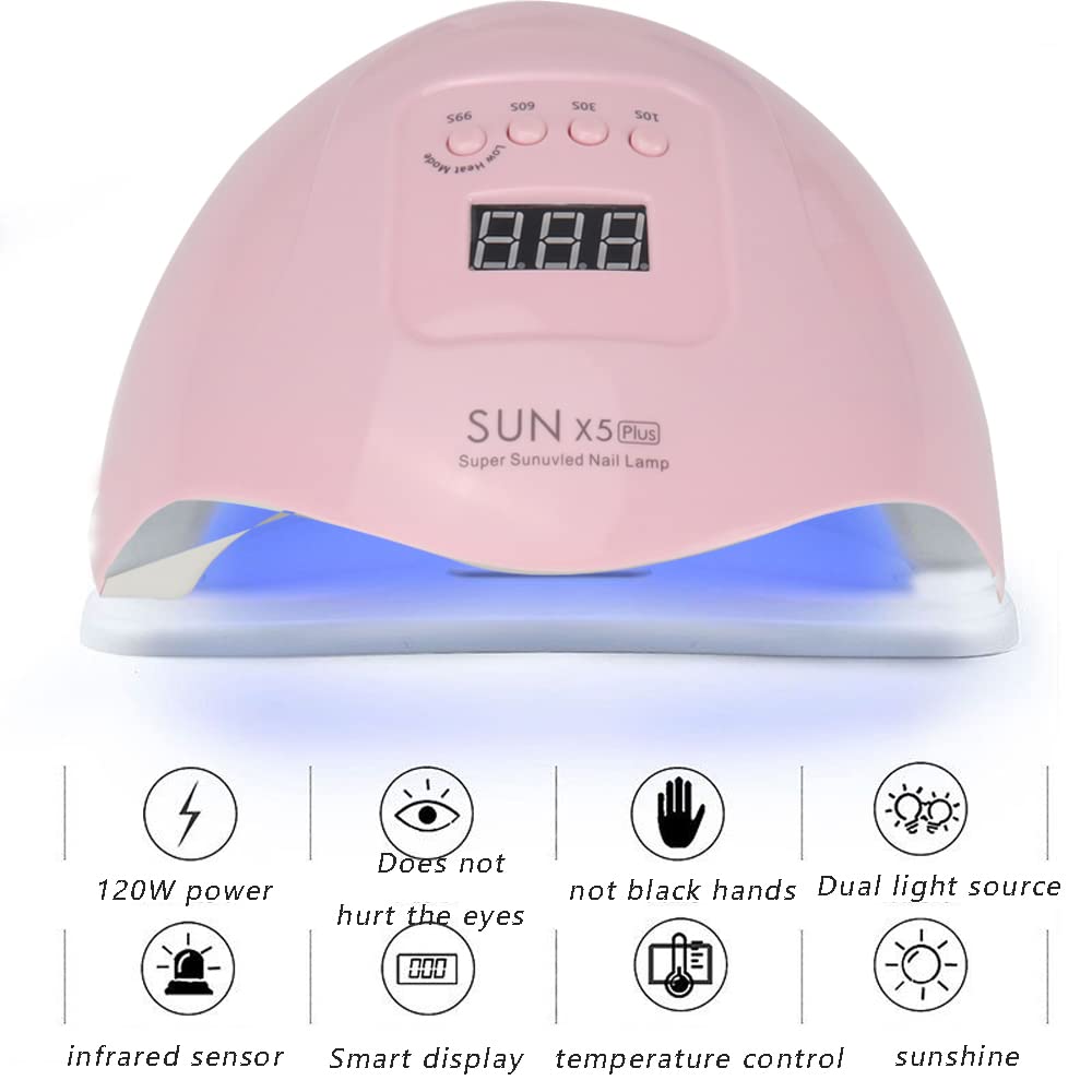 ZDAYOZ Curing Nail Lamp 80w/110w Quick-Drying Manicure Phototherapy Machine UV Gel Nail Lamp (Pink)