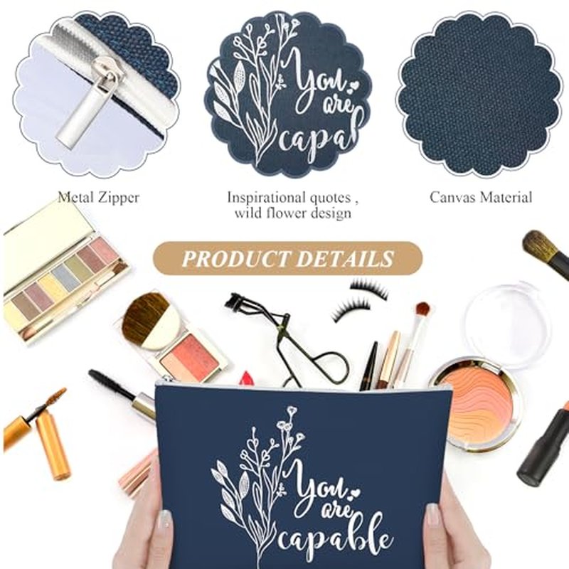 Coume 30 Pcs Inspirational Canvas Makeup Bags Bulk Christmas Employee Appreciation Gift for Women Motivational Cosmetic Bags with Zipper Boho Makeup Pouch for Rad Tech Nurse Coworker(Aesthetic)