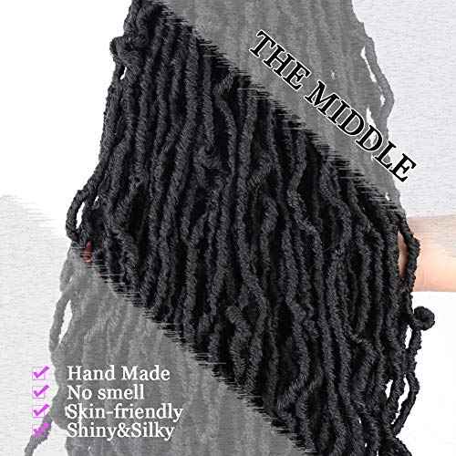 Violet 18 Inch New Faux Locs Crochet Hair Soft Locs Crochet Hair Natural Faux Braids Pre-looped Synthetic Afro Roots Braid For Black Women (18Inch, 6Packs, 1B)