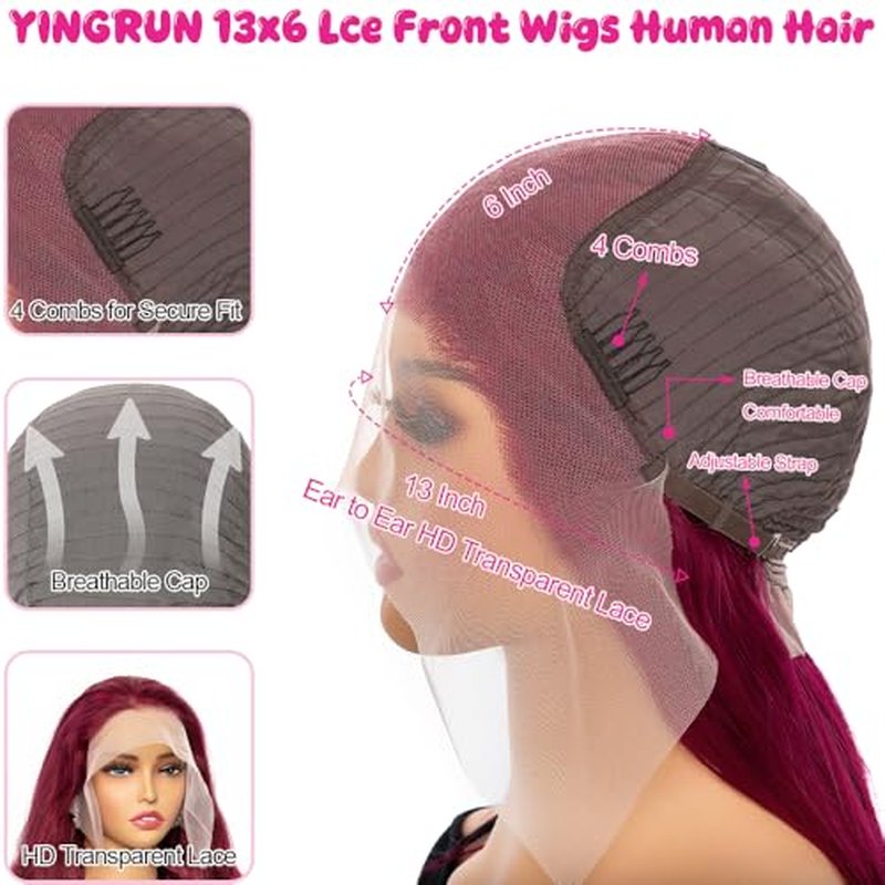 Burgundy Wig Human Hair 22 Inch 13x6 Body Wave Lace Front Wigs Human Hair 99j Burgundy Lace Front Wigs Human Hair for Black Women