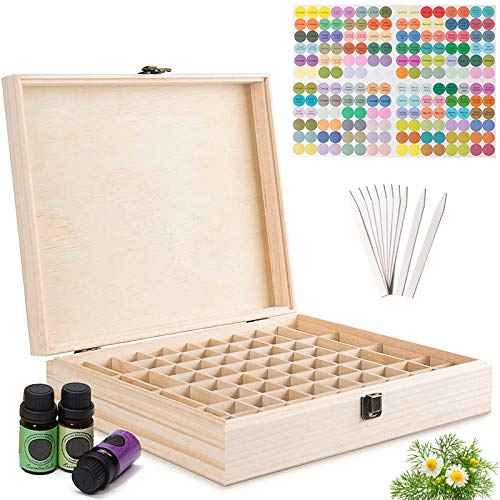 VolksRose Essential Oil Box, Wooden Storage Container Holds 68 Bottles, Multi-Tray Organizer #ob03