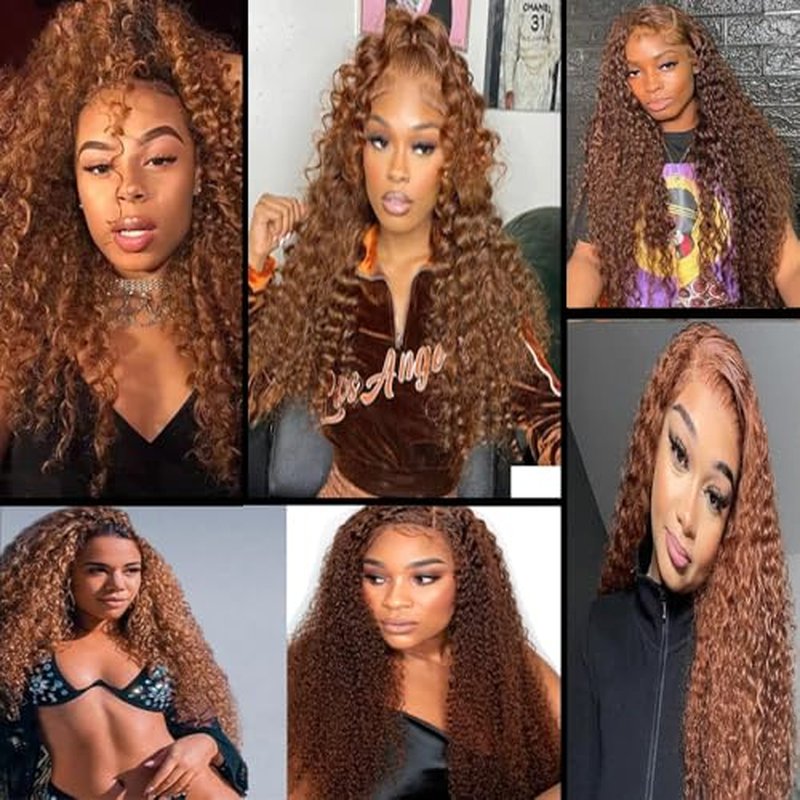 26 28 30 Inch Light Brown Human Hair Bundles Color 30 Deep Wave Bundles Brazilian Virgin Remy Hair Extensions Brown Loose Deep Wave Bundle For Black Women