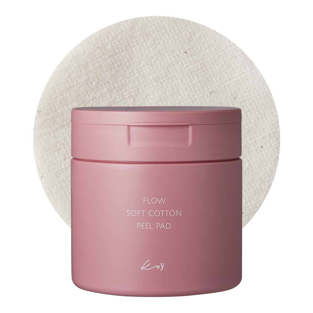 KOY Flow Soft Cotton Peel Pads 70 Sheets, Gentle Exfoliating and Pore Care with Natural Enzyme and Keratinase, Low irritation, Soothing Care & Deep Hydration for Smooth & Radiant Skin, 5.07 fl oz