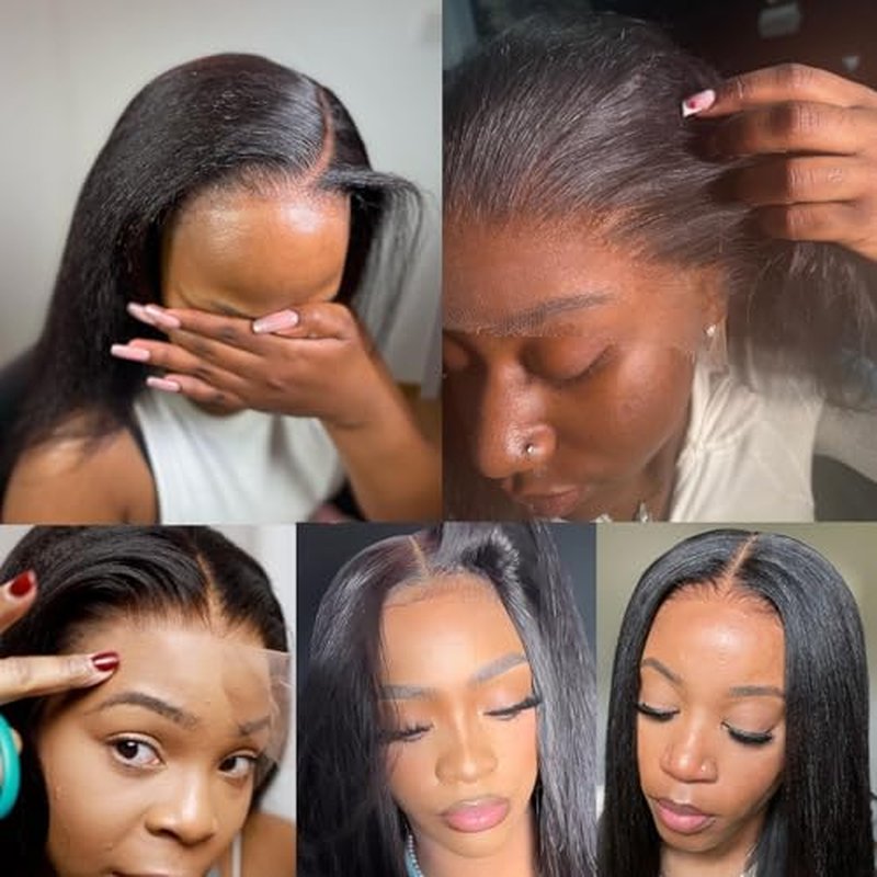 BEEOS Yaki Straight 5x5 SKINLIKE Real HD Lace Closure, Pre-Plucked Bleached Knots Natural Black Human Hair 16 Inch