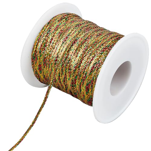 GORGECRAFT 109Yds Colorful Dreadlock Rope 1/8 Inch Hair Wrap String Nylon Braided Ribbon Hiphop Hair Tie Metallic Hair Braiding Band String Sparkly Edge Twine Glitter Cord for Craft Hair Extension