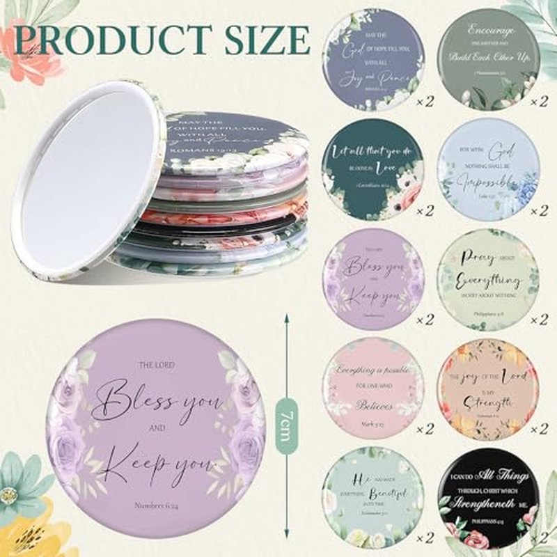 60 Pcs Christian Gifts for Women Religious Gifts Include 20 Canvas Makeup Bags 20 Bible Verse Mini Mirror 20 Inspirational Bible Keychains Church Favors for Women Mother Sister(Classic)
