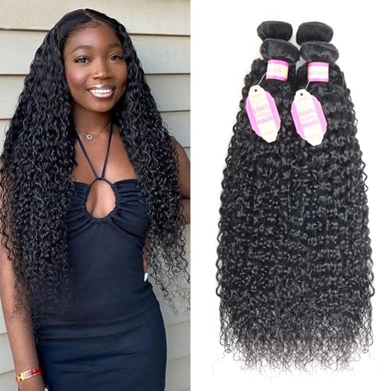 Curly Wave Human Hair 4 Bundles Brazilian Raw Virgin Hair Weave Bundles Jerry Curly Wet And Wavy 12A Grade Unprocessed Human Hair Extensions Natural Black 12 14 16 18 inch 100g/pc
