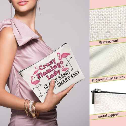 Flamingo Gifts, Flamingo Makeup Bag, Flamingo Bird Animal Lover Gifts for Women Mom, Flamingo Stuff Summer Cosmetic Bag, Flamingo Themed Gifts Funny Toiletry Bag Graduation Birthday Gifts