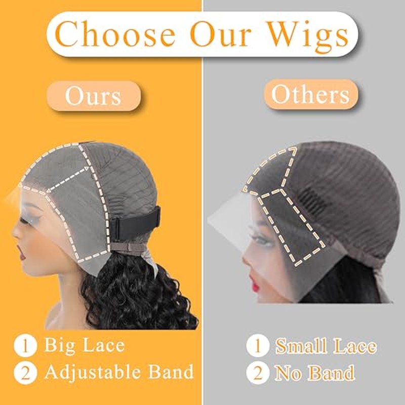 13x4 Deep Wave Lace Front Wigs Human Hair 200% Density Black Curly Human Hair Wig Long Natural Wigs for Black Women Transparent Lace Frontal Wig for Daily Wear 20 Inch