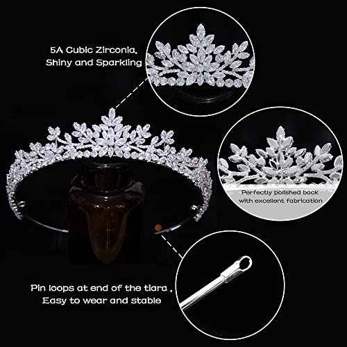 Jorsnovs Sparkly Small Zircon Wedding Crowns and Tiaras for Women Handmade Cubic Zirconia Princess Headpieces Sweet 16 Birthday Headdress