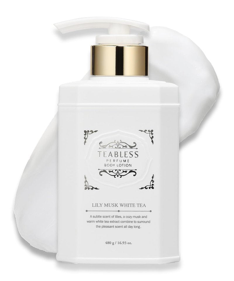 TEABLESS Perfumed Body Lotion lily Musk White Tea, Daily Moisturizer for Dry Skin & Sensitive Skin, Non-Greasy, Korean Skin Care 16.93oz