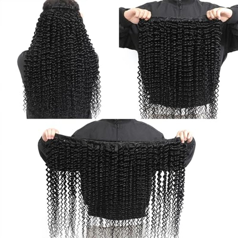 15A Raw Human Hair Bundles Deep Wave Bundles Human Hair,Triple Lifespan Indian Virgin Hair,No Tangle Shedding,Multiple Washes Keep Texture Silky Soft (3 Bundle Natural Black, 16 18 20)