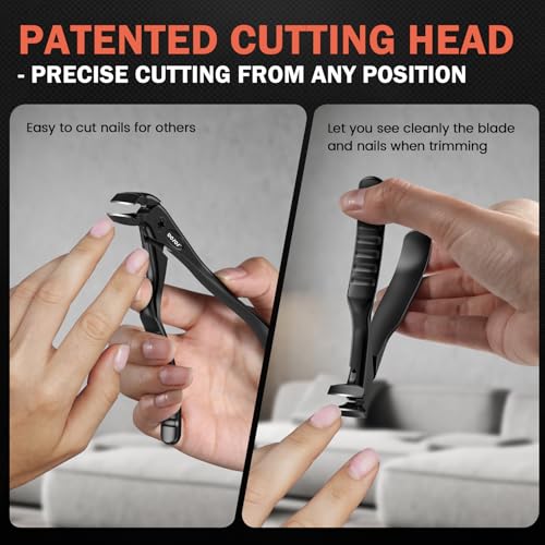 BEZOX Toenail Clippers for Seniors ? Upgraded Long Handled Curved Head Toe Nail Clippers for Thick Nails for Elderly - Black