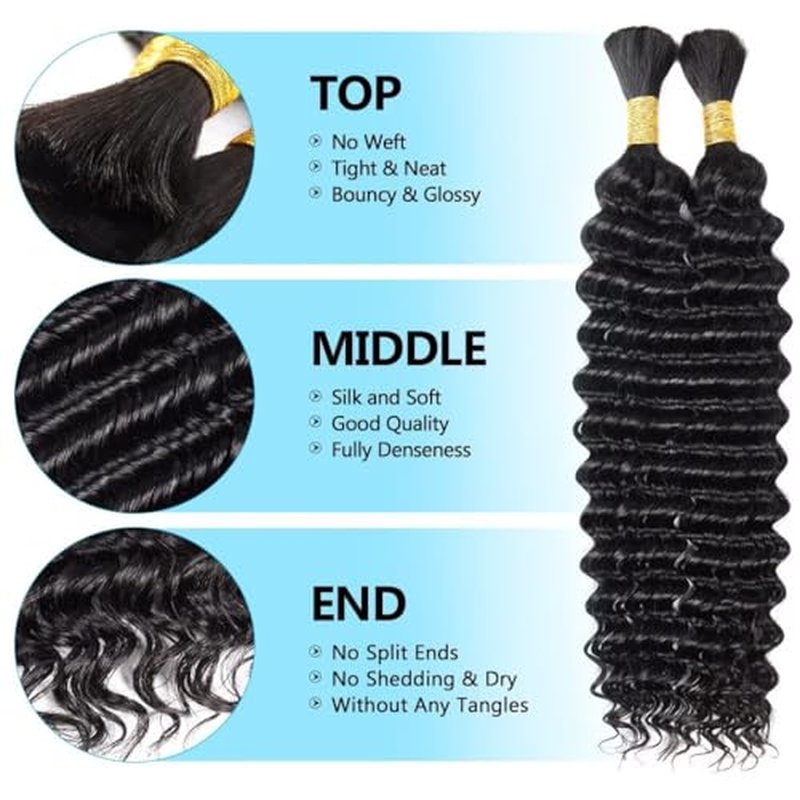 160g 5 Bundles 613 Blonde Human Braiding Hair Deep Water Wave Bulk 16 Inch Curly Human Hair for Boho Braids Hair Extensions No Weft 5 Braids Per Pack