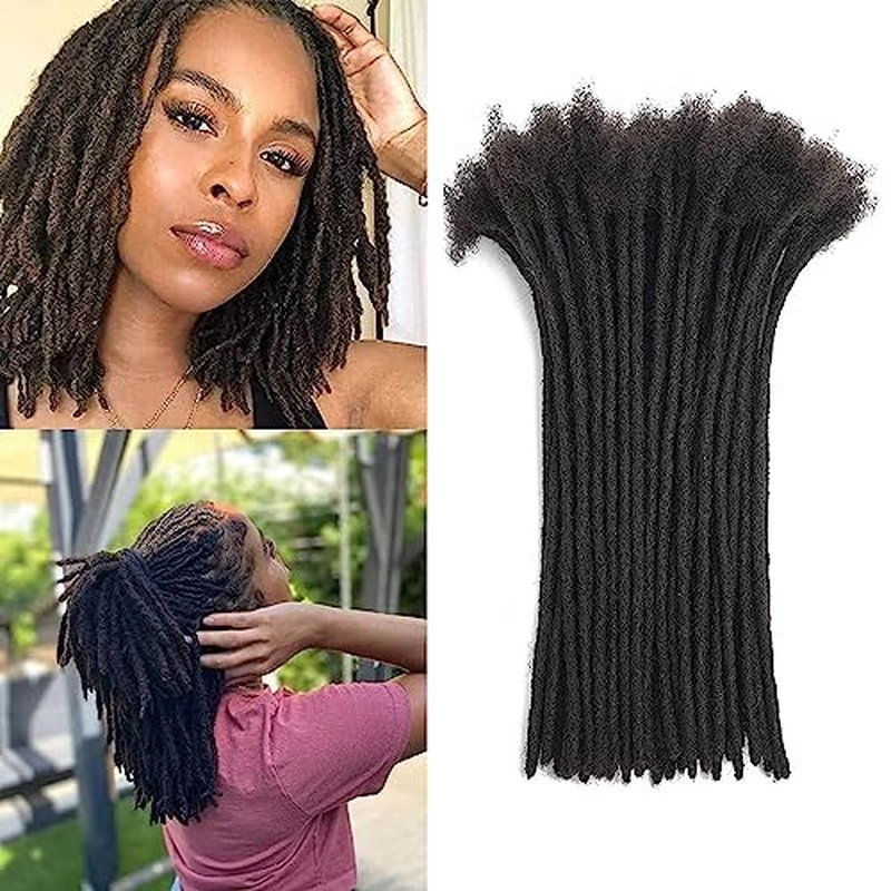 Loc Extensions Human Hair For Men/Women 8 Inch 0.6cm 60strands Width 100% Full Handmade Permanent Dreadlock Extensions Human Hair An Be Dyed Bleached Curled (100% Human Hair,Natural Black)