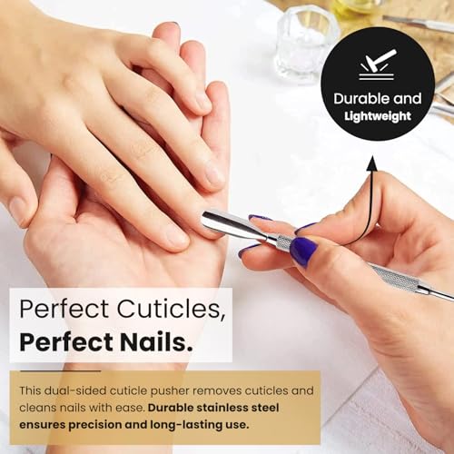 Cuticle Pusher Tools - Professional Nail Cuticle Pusher Cuticle Remover Cuticle Trimmer Spoon Shaped Nail Cleaner Dual Sided Metal Stainless Steel Manicure Pedicure for Women 2 Pack Set Krisp Beauty