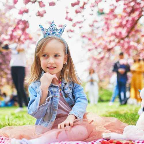 12 Pack Princess Crown Headband, Glitter Sequin Crown Headband, Shiny Tiaras and Crowns Hair Accessories for Birthday Party, Proms, Gifts