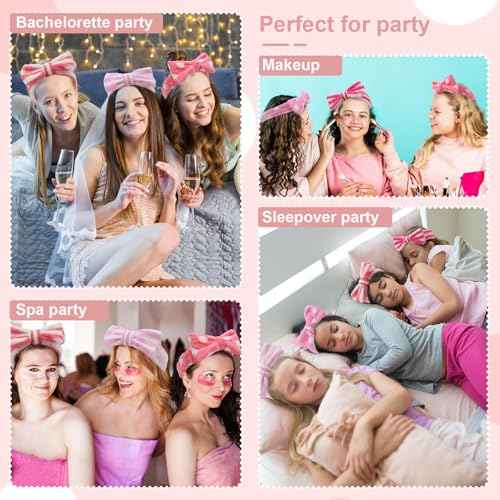 WHAVEL Sleepover Party Supplies for Girls - Pink Party Favors Include 6 Spa Headbands, 6 Fuzzy Socks Slippers for Spa Birthday, Bachelorette, Slumber, Pajama Party