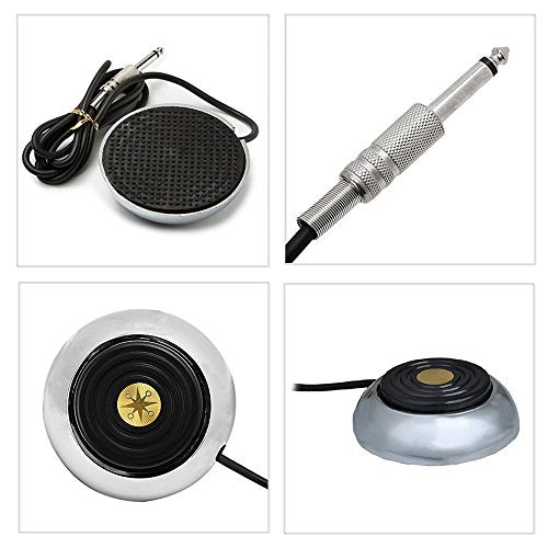 Tattoo Pedal Switch, BoChang Round Gem Pro Stainless Steel Tattoo Foot Pedal Switch 360 Degree Switch w/ 5 ft. Power Cord Controller for Tattoo Machine Power Supply, Tattoo Supplies, Tattoo Kits