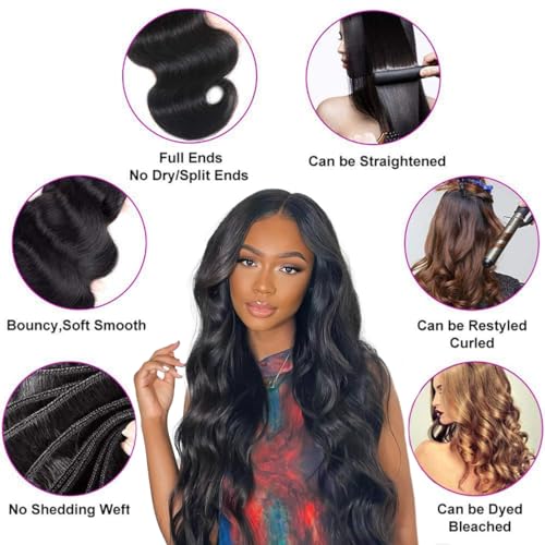 15A Raw Human Hair Bundles Body Wave Human Hair,Triple Lifespan Indian Virgin Hair,No Tangle Shedding,Multiple Washes Keep Texture Silky Soft (1 Bundle Natural Color, 20 Inch)