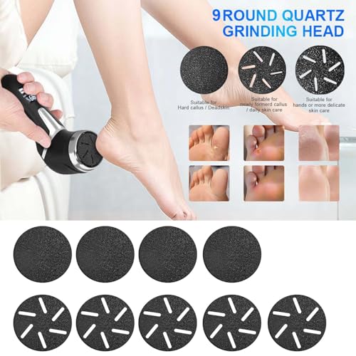 Electric Callus Remover for Feet (with Dander Vacuum), Portable Pedicure Kit Foot File Callus Remover, Rechargeable Waterproof Foot File for Foot Care Deadskin Remover with 9Head&LCD Display