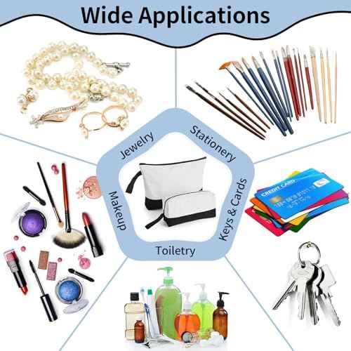 20 Pcs Canvas Makeup Bag with Bottom, 12oz Cotton Cosmetic Bag Set Bulk Multi-Purpose DIY Heat Transfer Makeup Bags with Black Zipper for Bridesmaid Makeup Bag Travel Toiletry Pouch Storage, Halloween